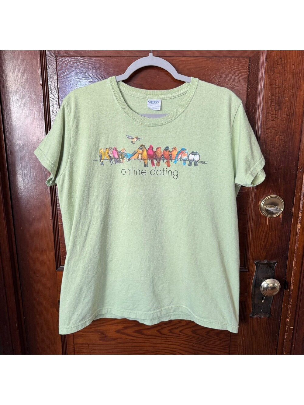 VTG Cottagecore Nature Song Birds Graphic Light Green Tee Size Large
